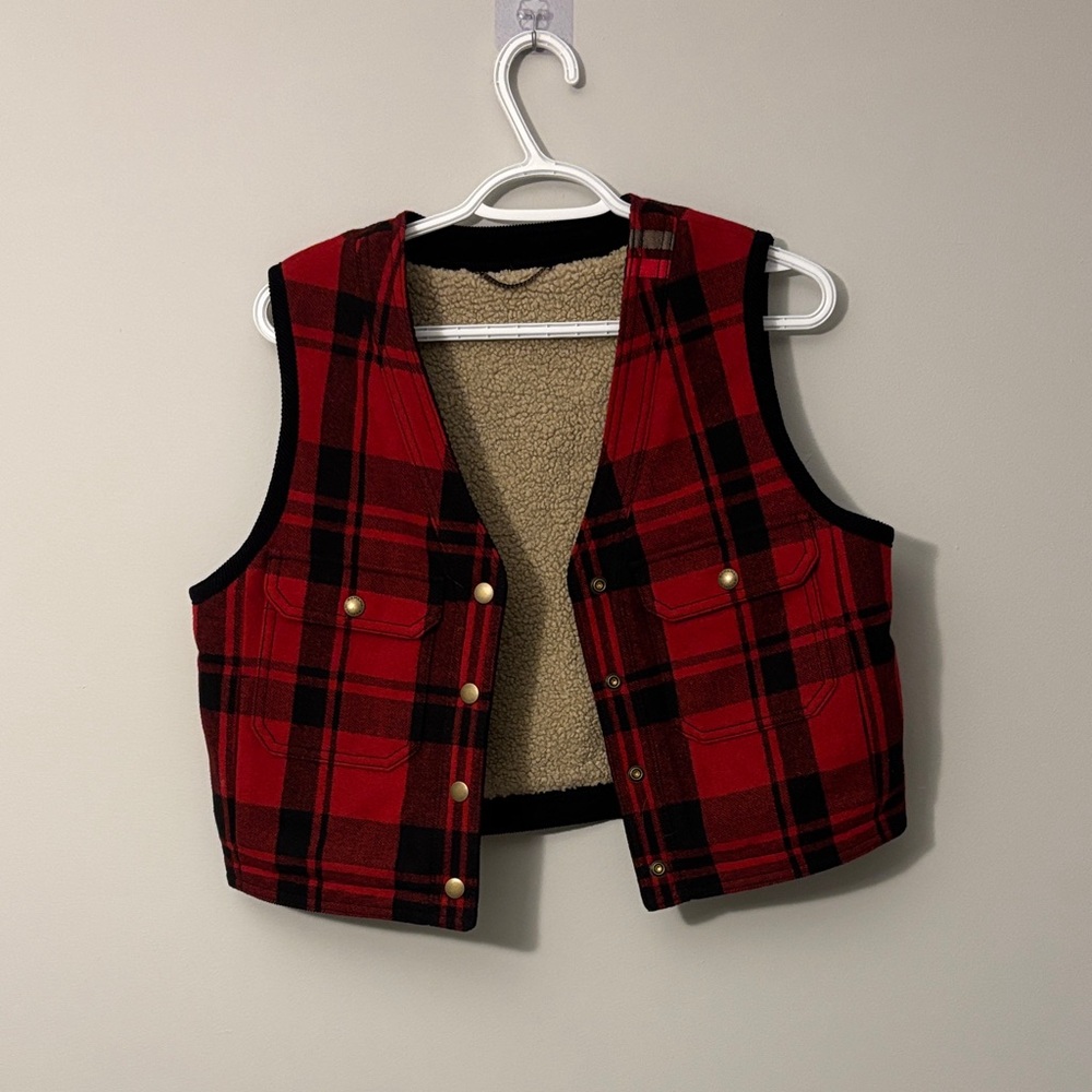 Banana Republic - Red and Black Plaid Vest